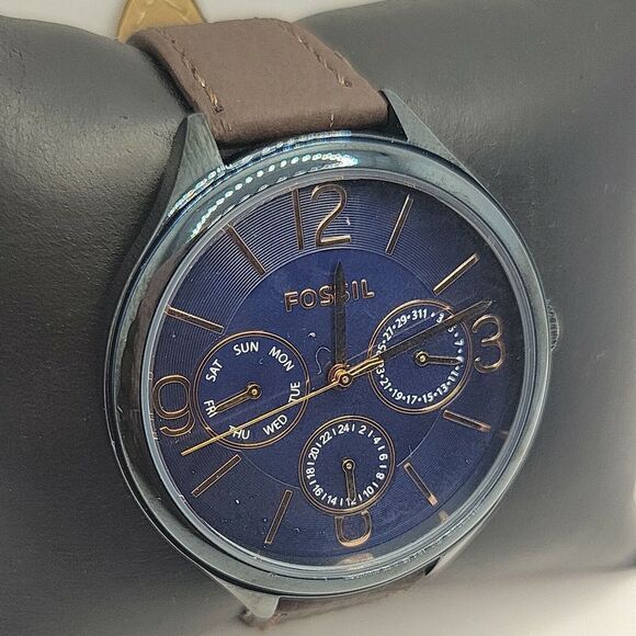 Fossil Suitor BQ3225 Women's Brown Leather Blue Analog Dial Quartz Watch BC98 - Picture 4 of 11